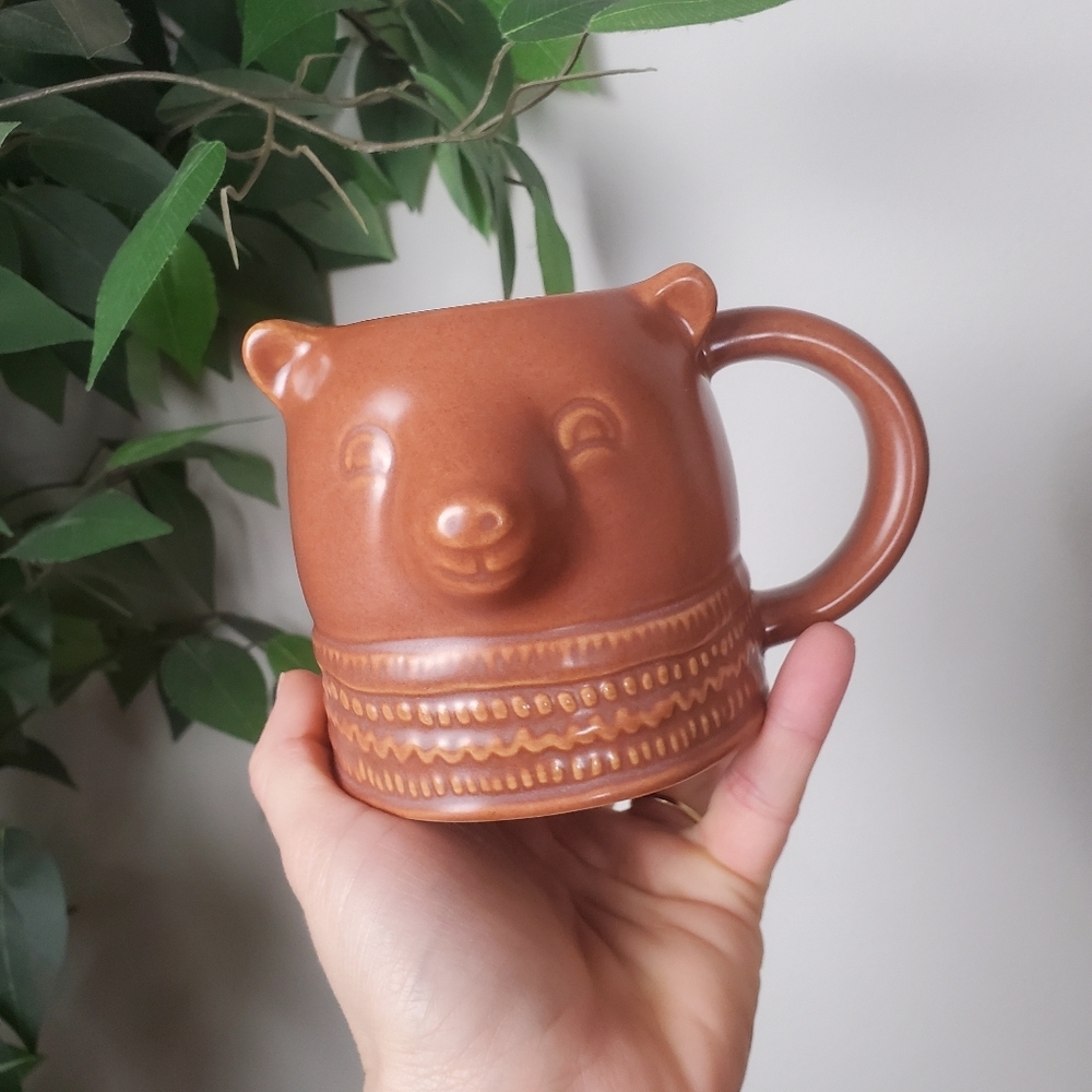 Handmade Boho Brown Bear Stoneware Coffee Scented Mug